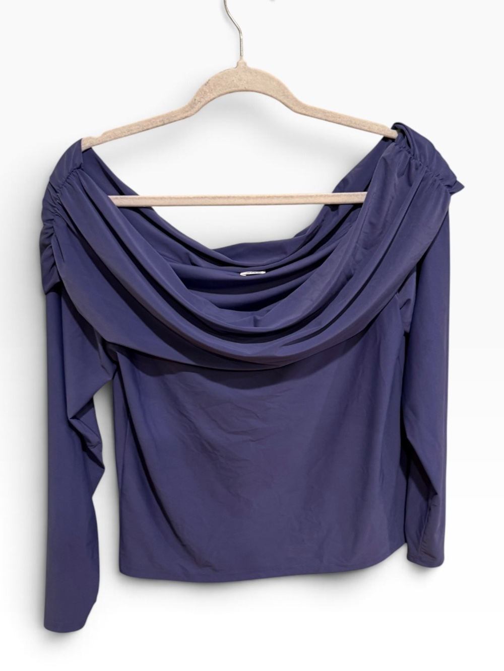 Aritzia Wilfred Draped Off-Shoulder Long Sleeve Top - Indigo - XL